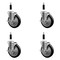 Service Caster 5'' Black Poly Swivel 7/8'' Expanding Stem Caster Set with Brake, 4PK SCC-EX20S514-PPUB-BLK-TLB-78-4 - alternate 1